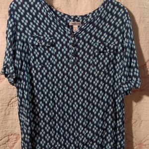 Coolibar Women's Navy and Light Blue Blouse